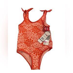 Kensie Girl Orange Floral One Piece Swimsuit Size 6X